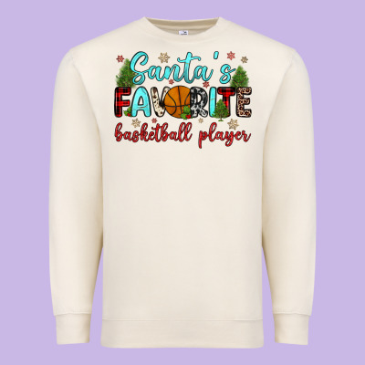 Santa S Favorite Basketball Player Premium Sweatshirt Designed By Jahusdesignshop