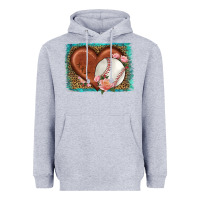 Heather Grey western leopard baseball heart Heavyweight Hoodie - HRA Design Shop