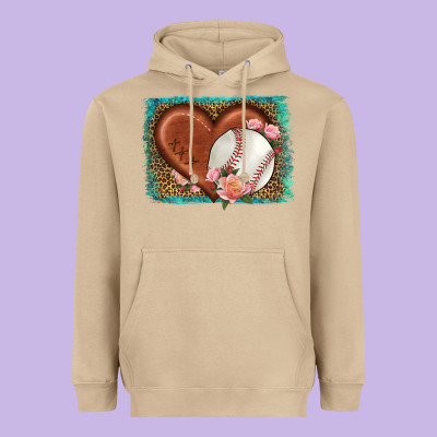 Western Leopard Baseball Heart Heavyweight Hoodie Designed By Hra Design Shop