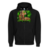 Black st patrick's day lucky cow family Zipper Hoodie - RanaPortraitStore