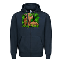 Navy st patrick's day lucky cow family Zipper Hoodie - RanaPortraitStore