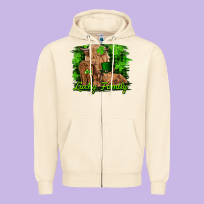 St Patrick's Day Lucky Cow Family Zipper Hoodie Designed By Ranaportraitstore