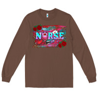 Chestnut valentines day nurse with leopard and turquoise ba Long Sleeve Tee - RanaPortraitStore