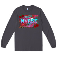 Smoke valentines day nurse with leopard and turquoise ba Long Sleeve Tee - RanaPortraitStore