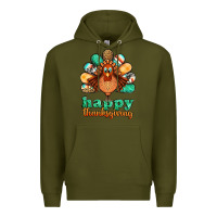 Army Green happy thanksgiving turkey Premium Hoodie - Jasminsmagicworld