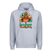 Heather Grey happy thanksgiving turkey Premium Hoodie - Jasminsmagicworld