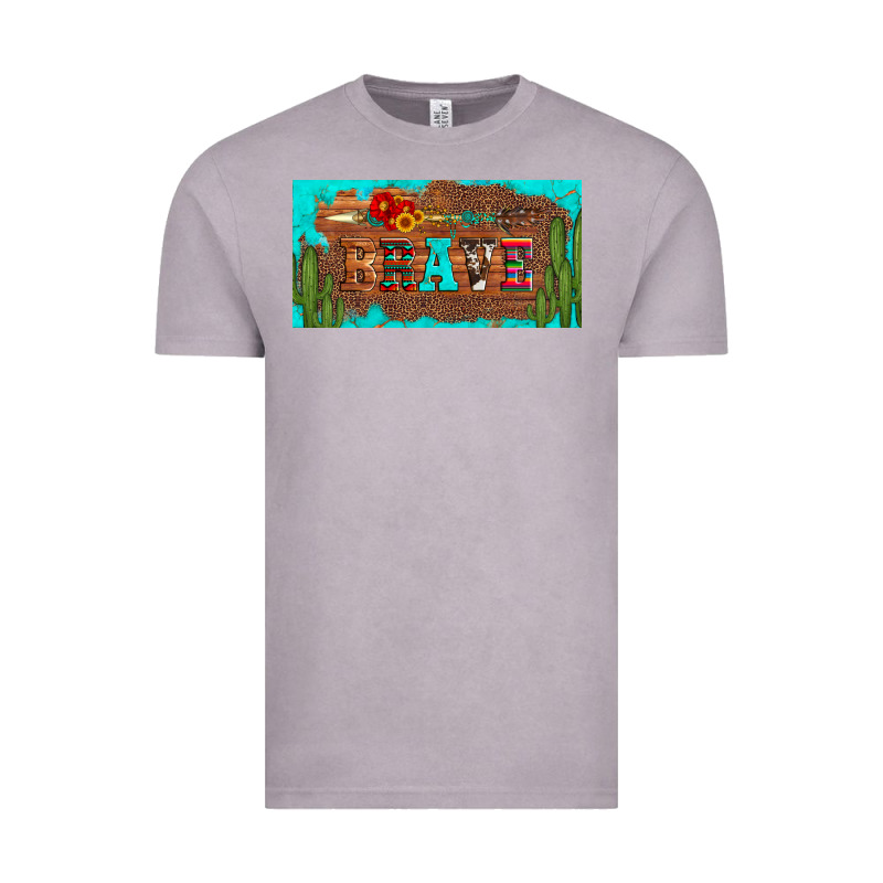 Brave Turquoise Leopard Cactus And Floral Arrow Licanse Plate Vintage Tee by Artiststas | Teevron