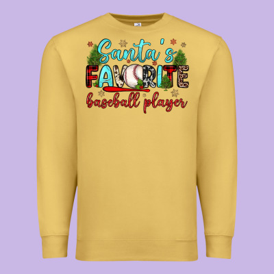 Santa S Favorite Baseball Player Premium Sweatshirt Designed By Jahusdesignshop