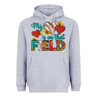 Heather Grey my heart is on that field baseball Heavyweight Hoodie - HRA Design Shop