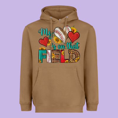 My Heart Is On That Field Baseball Heavyweight Hoodie Designed By Hra Design Shop