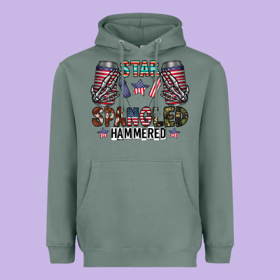 Star Spangled Hammered Heavyweight Hoodie Designed By Cowhidedigitalart