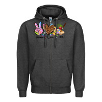 Charcoal Heather peace love art Zipper Hoodie - texasbilliewilder