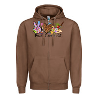 Chestnut peace love art Zipper Hoodie - texasbilliewilder