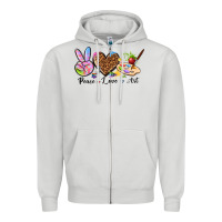 Dove Grey peace love art Zipper Hoodie - texasbilliewilder