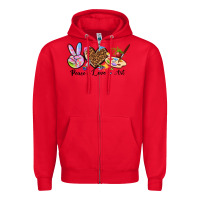 Red peace love art Zipper Hoodie - texasbilliewilder