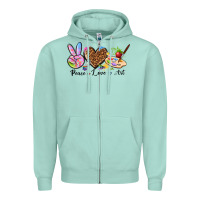 Seafoam peace love art Zipper Hoodie - texasbilliewilder