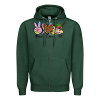 Sports Green peace love art Zipper Hoodie - texasbilliewilder