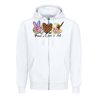White peace love art Zipper Hoodie - texasbilliewilder