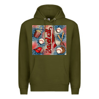 Army Green baseball Premium Hoodie - AdoDesignShop