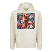 Oatmeal Heather baseball Premium Hoodie - AdoDesignShop