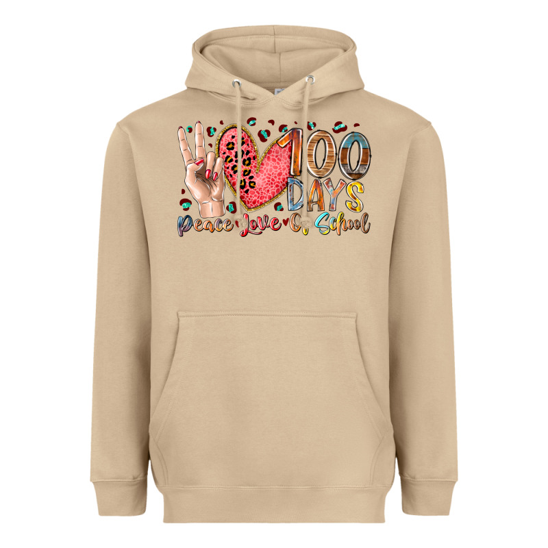 Peace Love 100 Days Of School Heavyweight Hoodie by RacoonDesign | Teevron