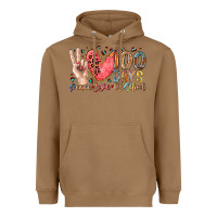 Toasted Coconut peace love 100 days of school Heavyweight Hoodie - RacoonDesign