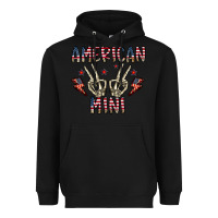 Black american mini Heavyweight Hoodie - CowhideDigitalArt