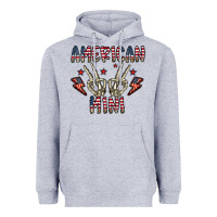 Heather Grey american mini Heavyweight Hoodie - CowhideDigitalArt
