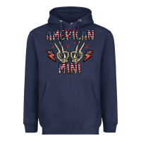 Navy american mini Heavyweight Hoodie - CowhideDigitalArt
