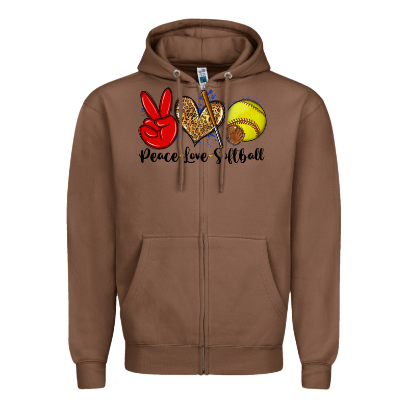 Peace Love Softball Zipper Hoodie by Zillion Design Studio | Teevron