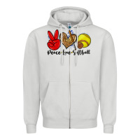Dove Grey peace love softball Zipper Hoodie - Zillion Design Studio