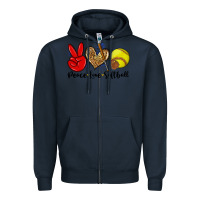 Navy peace love softball Zipper Hoodie - Zillion Design Studio