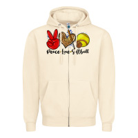 Sandshell peace love softball Zipper Hoodie - Zillion Design Studio