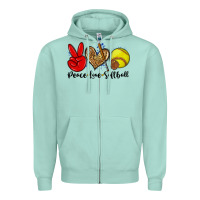 Seafoam peace love softball Zipper Hoodie - Zillion Design Studio