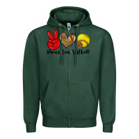 Sports Green peace love softball Zipper Hoodie - Zillion Design Studio