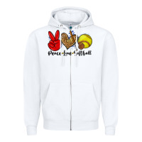 White peace love softball Zipper Hoodie - Zillion Design Studio