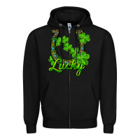 Black lucky shamrock horseshoe Zipper Hoodie - RanaPortraitStore