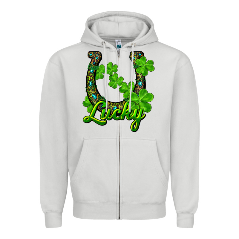 Lucky Shamrock Horseshoe Zipper Hoodie by RanaPortraitStore | Teevron