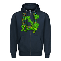Navy lucky shamrock horseshoe Zipper Hoodie - RanaPortraitStore