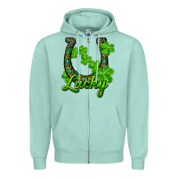 Seafoam lucky shamrock horseshoe Zipper Hoodie - RanaPortraitStore