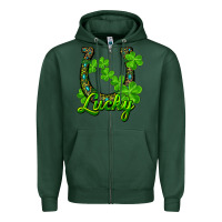Sports Green lucky shamrock horseshoe Zipper Hoodie - RanaPortraitStore