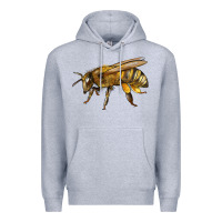 Heather Grey Bee Side Premium Hoodie - LillyAllenDesigns