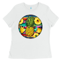 White pineapple leopard Ladies Tee - BarkalooDesign