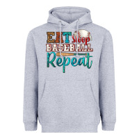 Heather Grey eat sleep baseball repeat Heavyweight Hoodie - HRA Design Shop