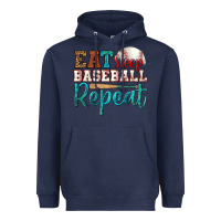 Navy eat sleep baseball repeat Heavyweight Hoodie - HRA Design Shop