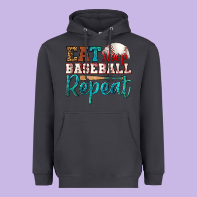 Eat Sleep Baseball Repeat Heavyweight Hoodie Designed By Hra Design Shop
