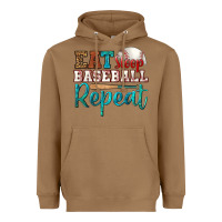 Toasted Coconut eat sleep baseball repeat Heavyweight Hoodie - HRA Design Shop