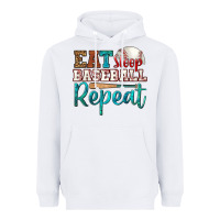 White eat sleep baseball repeat Heavyweight Hoodie - HRA Design Shop