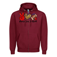 Burgundy peace love football Zipper Hoodie - Zillion Design Studio