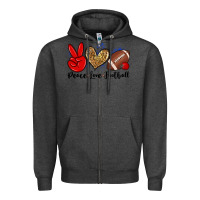 Charcoal Heather peace love football Zipper Hoodie - Zillion Design Studio